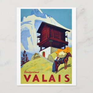 Traditioneel berghuis in Wallis, Zwitserland Briefkaart