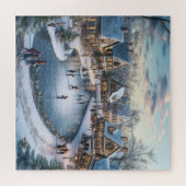 Traditioneel Besneeuwd Kerst Dorps Scene Legpuzzel (Horizontaal)