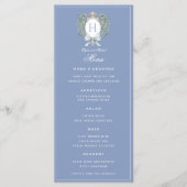 Traditioneel bladembleem met strik | Monogram Blau Menu (Voorkant)