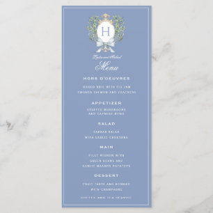 Traditioneel bladembleem met strik   Monogram Blau Menu