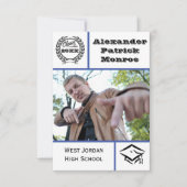 Traditioneel blauw - 3x5 Afstuderen uitnodiging (Voorkant)