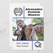 Traditioneel blauw - Aankondiging van Afstuderen (Voorkant / Achterkant)