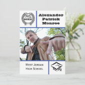 Traditioneel Blauw - Afstudeeruitnodiging Kaart (Staand voorkant)