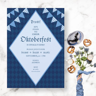 Traditioneel Blauw Beierse Oktoberfest Bierfeest Kaart