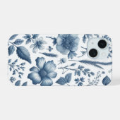Traditioneel Blauw Bloemen Fijn China patroon iPhone 15 Case (Achterkant horizontaal)