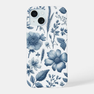 Traditioneel Blauw Bloemen Fijn China patroon iPhone 15 Case