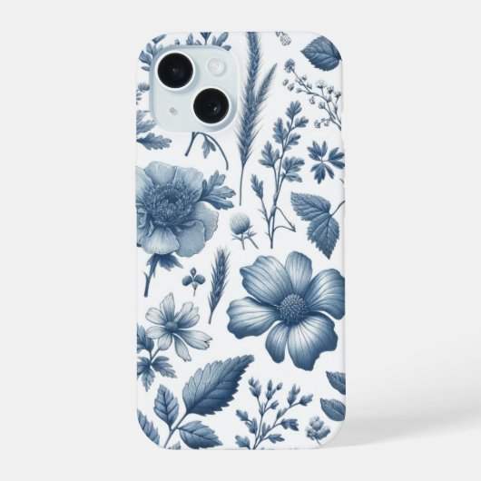 Traditioneel Blauw Bloemen Fijn China patroon iPhone 15 Case (Achterkant)