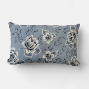 Traditioneel blauw bloempatroon Lumbar Pillow Kussen