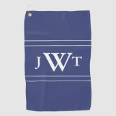 Traditioneel Blauw en Wit Monogram Golfhanddoek (Voorkant)