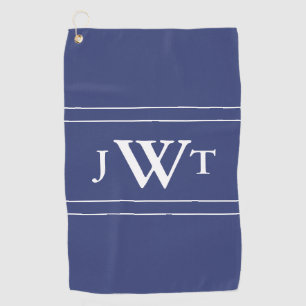 Traditioneel Blauw en Wit Monogram Golfhanddoek