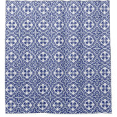 Traditioneel Blauw en Wit Spaans Azulejo Douchegordijn (Voorkant)
