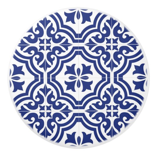 Traditioneel blauw en wit Spaans azulejo Keramische Knop (Voorkant)