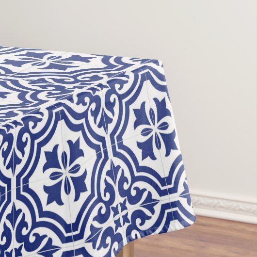 Traditioneel Blauw en Wit Spaans Azulejo Tafelkleed (Voorbeeld)