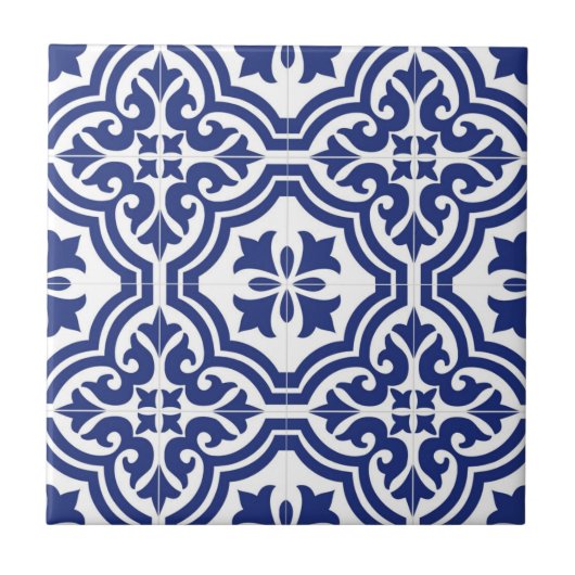 Traditioneel Blauw en Wit Spaans Azulejo Tegeltje (Voorkant)