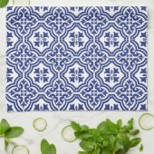 Traditioneel Blauw en Wit Spaans Azulejo Theedoek (Gevouwen)
