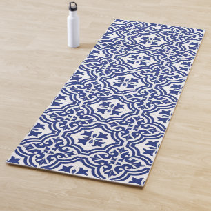 Traditioneel Blauw en Wit Spaans Azulejo Yogamat
