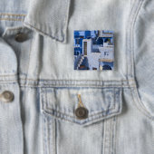 Traditioneel blauw geschilderd huis, Jodphur Vierkante Button 5,1 Cm (In situ)
