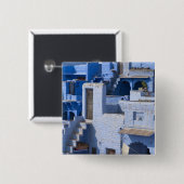 Traditioneel blauw geschilderd huis, Jodphur Vierkante Button 5,1 Cm (Voorkant /achterkant)
