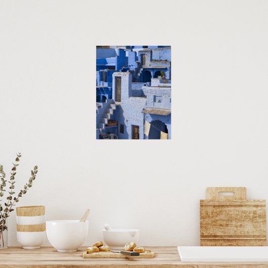 Traditioneel blauw geschilderd huis, Jodpur Poster (Keuken)