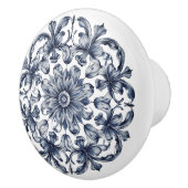 Traditioneel blauw grijs wit  patroon keramische knop (Rechts)