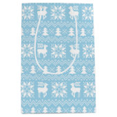 Traditioneel blauw kerstzweet-winterontwerp medium cadeauzakje (Voorkant)