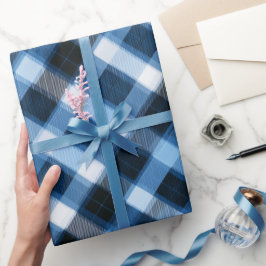 Traditioneel blauw marine geruit lucht patroon cadeaupapier