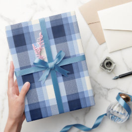 Traditioneel blauw marineblauw geruit lucht plaid  cadeaupapier