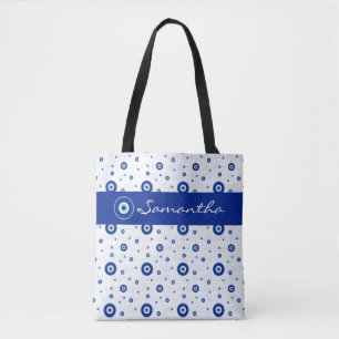 Traditioneel blauw nazar-boze ooglam tote bag