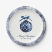 Traditioneel blauw Ornament kerst Papieren Bordje (Voorkant)