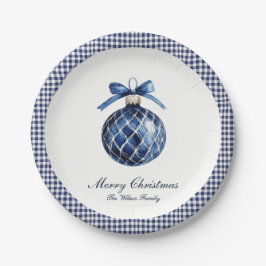 Traditioneel blauw Ornament kerst Papieren Bordje