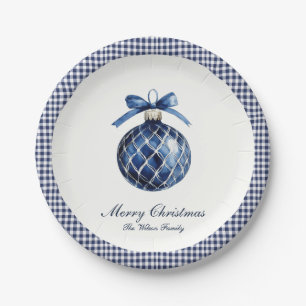 Traditioneel blauw Ornament kerst Papieren Bordje