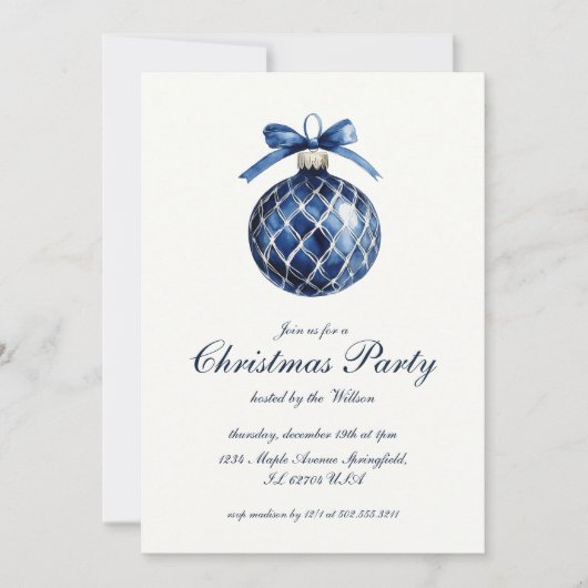 Traditioneel blauw Ornament kerstfeest Kaart (Voorkant)