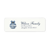 Traditioneel blauw Ornament kerstretour Etiket (Voorkant)