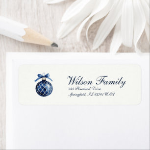Traditioneel blauw Ornament kerstretour Etiket
