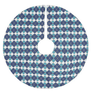 Traditioneel blauw wit goudaarkleurig tartan-patro kerstboom rok
