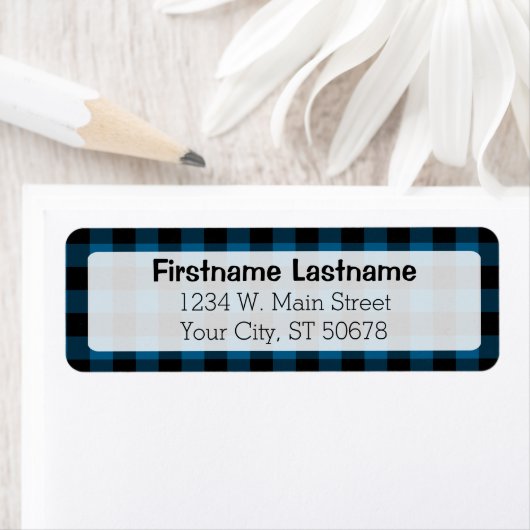 Traditioneel blauw zwart landcontrolepatroon etiket (Insitu)