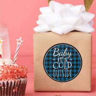 Traditioneel blauw zwart landcontrolepatroon ronde sticker