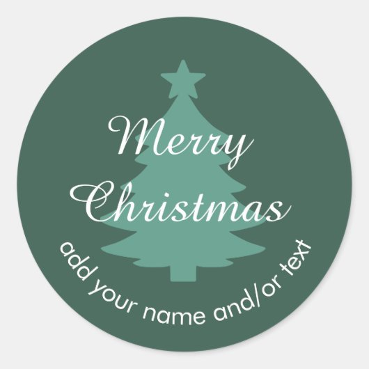 Traditioneel - Blauwgroen Groen Aangepast Kerst st Ronde Sticker (Voorkant)