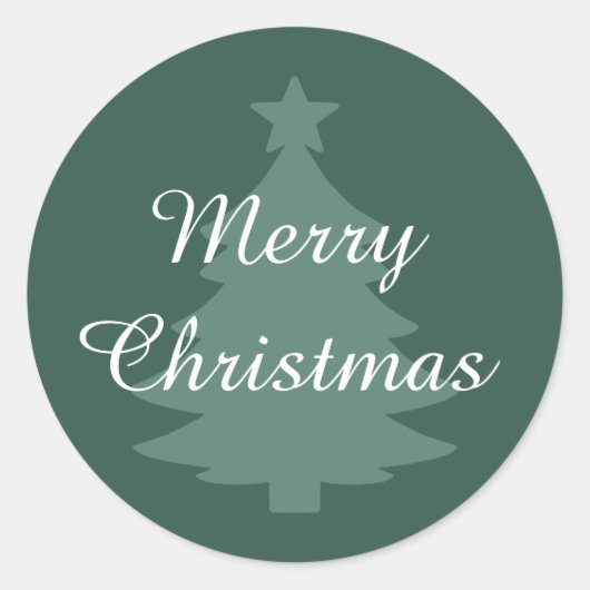 Traditioneel - Blauwgroen Groen - Merry Christmas  Ronde Sticker (Voorkant)