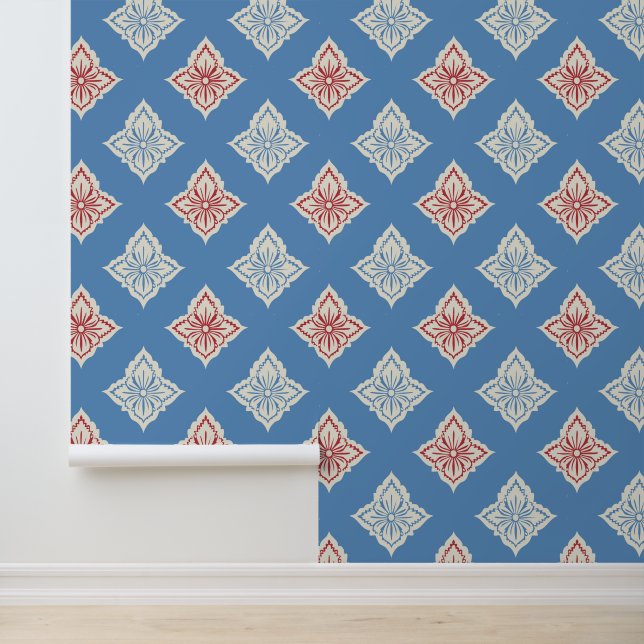 Traditioneel bloemenprintpatroon behang (Applicatie)