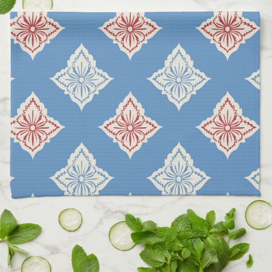 Traditioneel bloemenprintpatroon theedoek (Gevouwen)