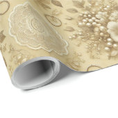Traditioneel bloemensieraden en kant bruiloft cadeaupapier (Rol Hoek)