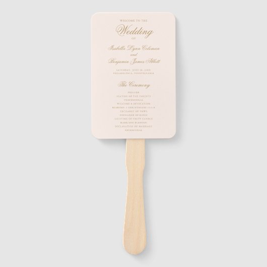 Traditioneel Blush Pink formele bruiloft programma Handwaaier (Voorkant)
