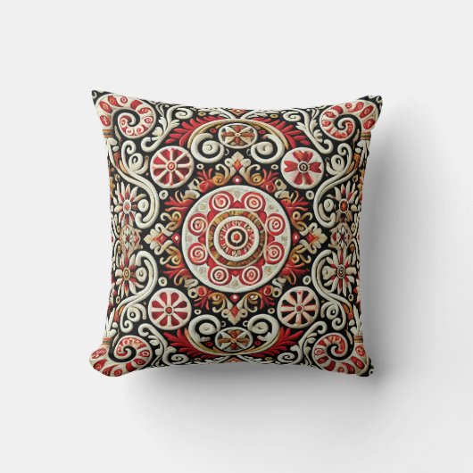 Traditioneel borduurwerk - geometrisch bloemontwer kussen (Voorkant)