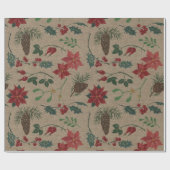 Traditioneel Botanisch Kerstfeest Cadeaupapier (Vlak)
