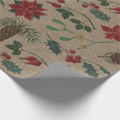 Traditioneel Botanisch Kerstfeest Cadeaupapier (Hoek)