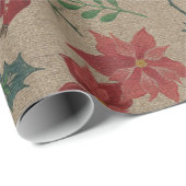 Traditioneel Botanisch Kerstfeest Cadeaupapier (Rol Hoek)