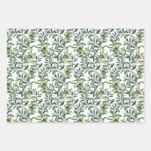 Traditioneel botanisch patroon - 3 ontwerp inpakpapier vel (Voorkant)