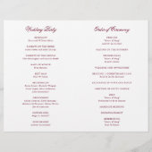 Traditioneel Bourgondisch formeel huwelijksprogram (Achterkant)