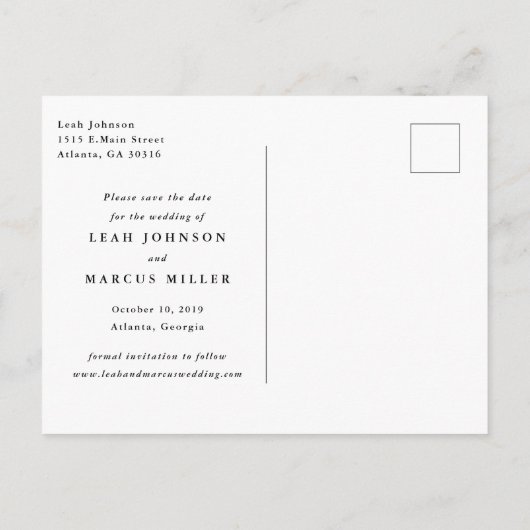 Traditioneel Briefkaart Save the Date (Achterkant)